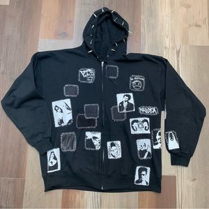 Vile Patchwork spiked hoodie